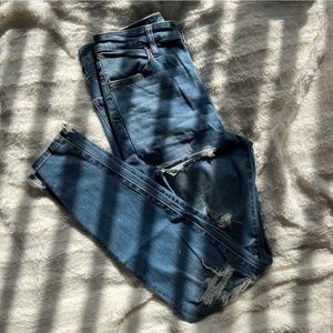American Eagle Stretch Distressed Super High Waisted Jegging 12 Long